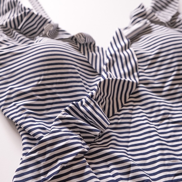 Niptuck navy and white stripe ruffle one piece swimsuit - Picture 3 of 5